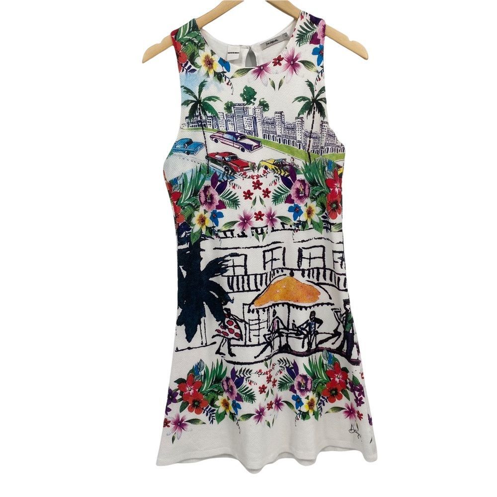 Desigual white Anna Tropical Print Dress M